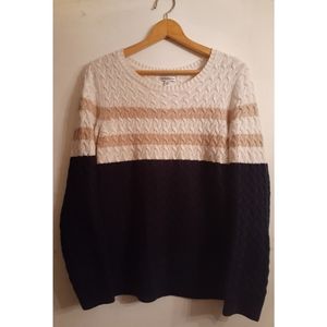 |CROFT&BORROW STRIPED CREAM SWEATER|